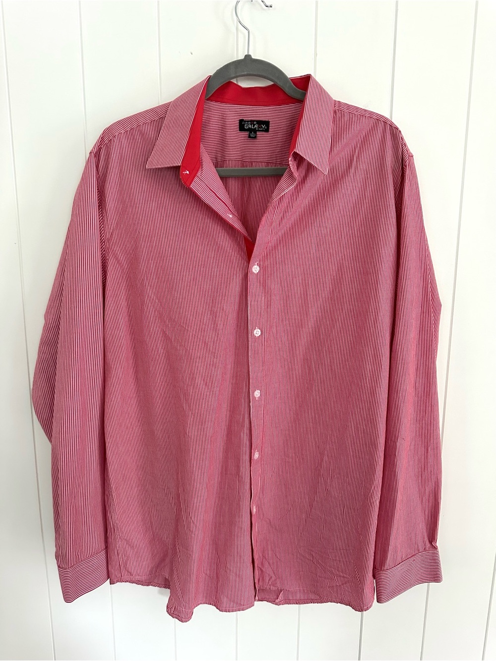 Galaxy By Harvic Red Pinstripe Men's Button-Up Shirt